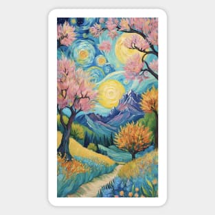 Starry Night Symphony: Van Gogh-Inspired Landscape Magnet